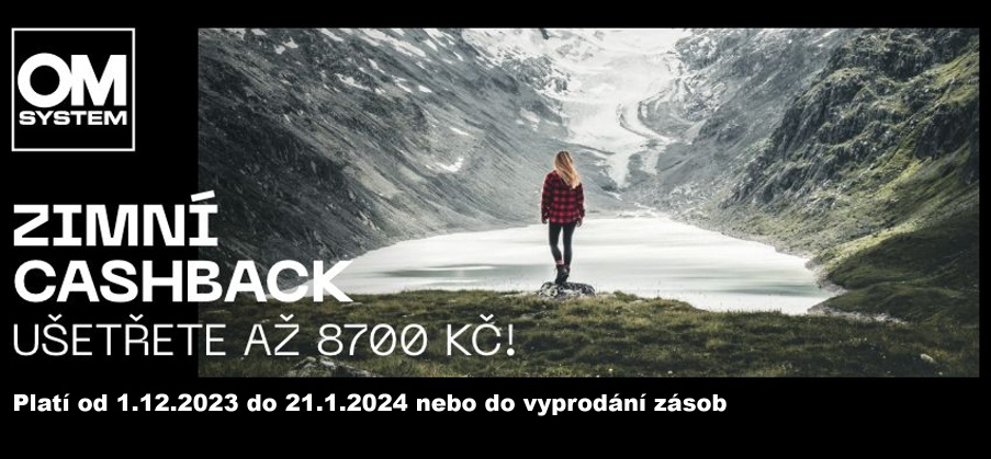 OM SYSTEM ZIMNÍ CASHBACK AŽ 8.700 KČ (1.12.2023 - 21.1.2024)