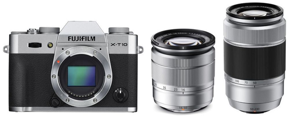 Fujifilm X-T10 + 16-50 mm + 50-230 mm stříbrný