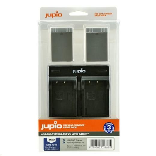 Jupio set 2x bateri PS-BLS5/PS-BLS50 - 1210 mAH a duální nabíječka pro Olympus