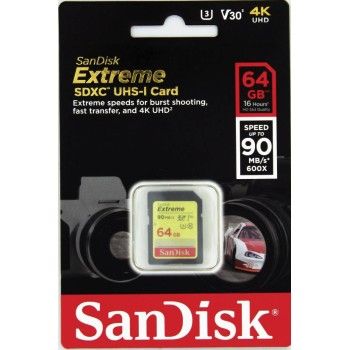 SanDisk Extreme SDXC 64GB 90MB/s Class 10 UHS-I U3 V30 