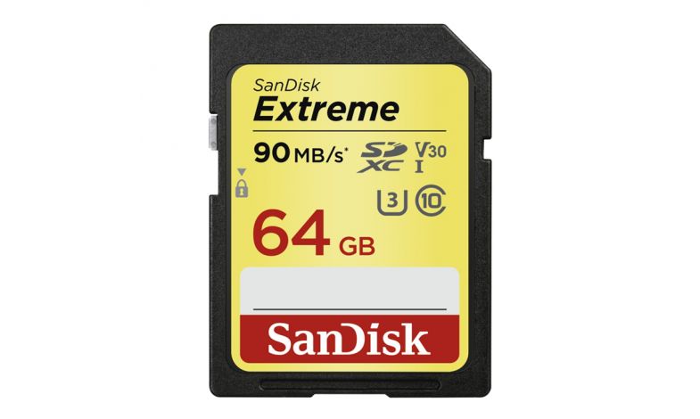 SanDisk Extreme SDXC 64GB 90MB/s Class 10 UHS-I U3 V30