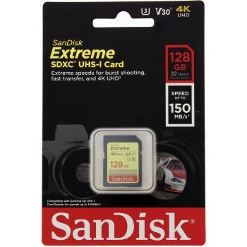 SanDisk Extreme SDXC 128GB 180MB/s C10 V30 UHS-I U3 