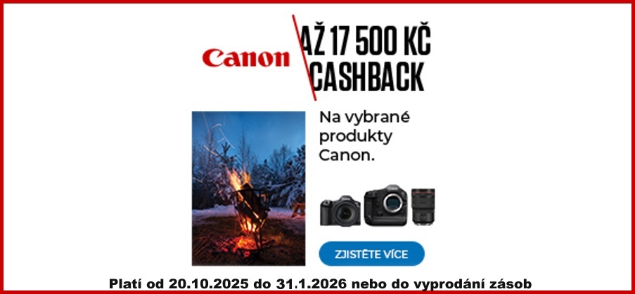 ZIMNÍ CASHBACK na vybrané produkty Canon (Platí od 20.10.2025 do 31.1.2026)