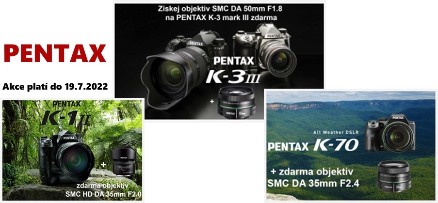 PENTAX - K vybraným fotoaparátům objektiv zdarma (do 30.4.2022)