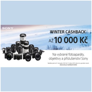 Sony Winter Cashback až 10.000,- Kč (1.11.2022&nbsp-&nbsp15.1.2023)