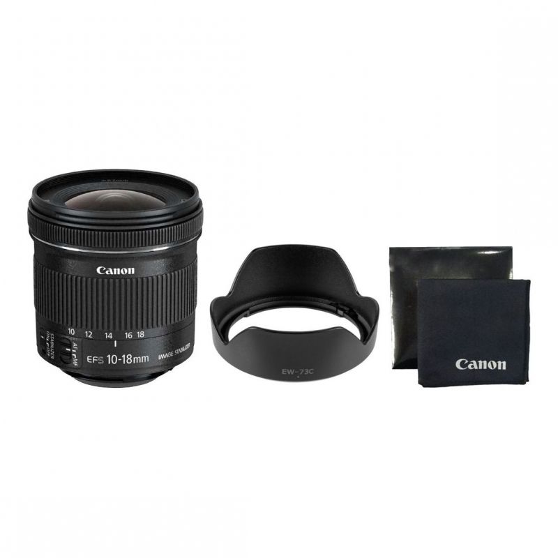 Canon EF-S 10-18mm f/4,5-5,6 IS STM + EW-73C + utěrka