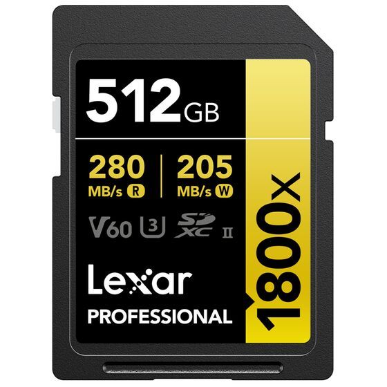 Lexar Pro 1800x SDXC 512GB UHS-II U3(V60) R280/W210