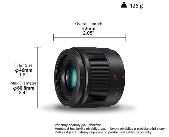 Panasonic Lumix G 25mm f/1,7 ASPH !!! upřesníme balení !!! více info na tel.602703813 