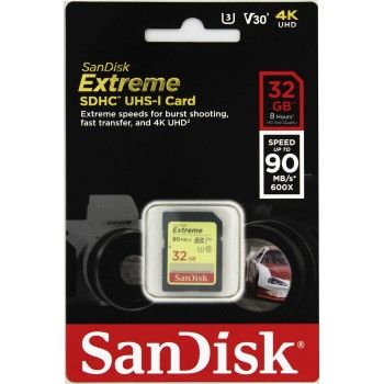 SanDisk Extreme SDHC 32GB 90MB/s Class 10 UHS-I U3 V30 