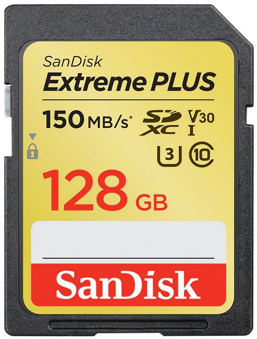 SanDisk Extreme PLUS SDXC 128GB 150MB/s Class 10 UHS-I U3 V30