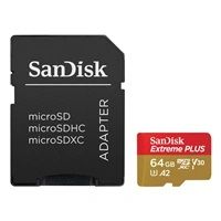 SanDisk Extreme PLUS microSDXC 64GB + SD Adapter 200MB/s & 90MB/s A2 C10 V30 UHS-I U8 
